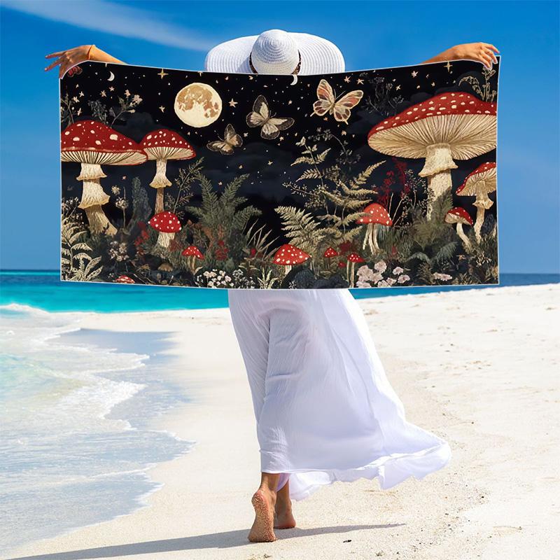 Butterfly Moon Sun Art Print Beach Towel, Large Soft Quick Dry Towel for Beach Camping Swimming