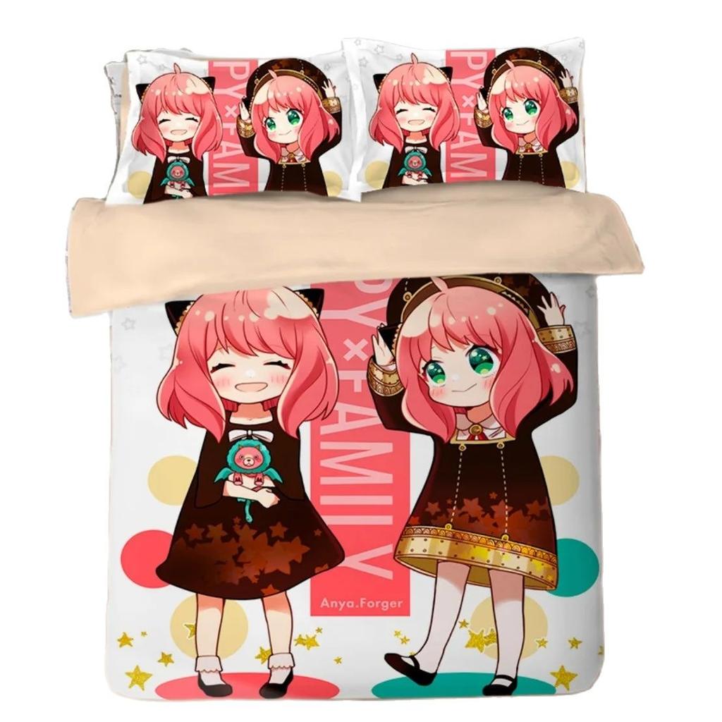 Spy Family Bedding Set Anime Anya Duvet Cover,Spy Family Bedding Twin Queen Size Kids Bedroom Decor Children's Gifts