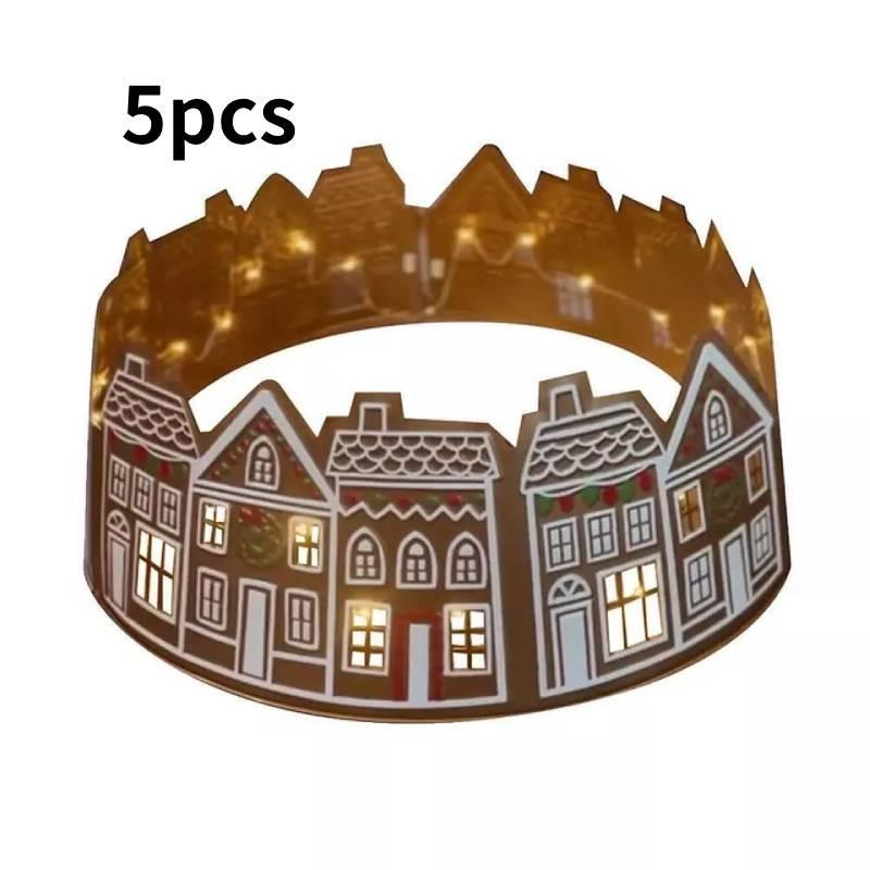 House Gingerbread Led Christmas Tree Collar Lighting Xmas Tree Skirt Decoration