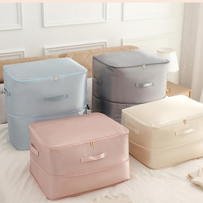 Large Capacity Satins Storage Bag for Seasonal Clothing and Bedding Dustproof Quilt and Clothes Organization Supplies