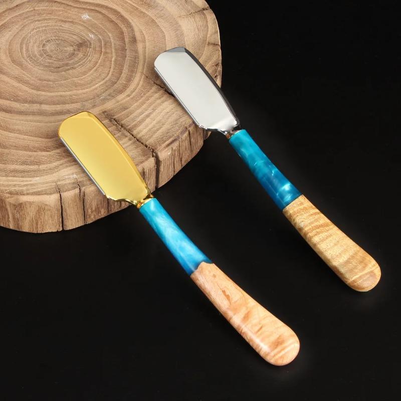 1Pc New Pro Resin Wood Handle Barber Straight Razor For Men Stainless Steel Hair Removal Tools Beard Shaving Safety Knife Holder