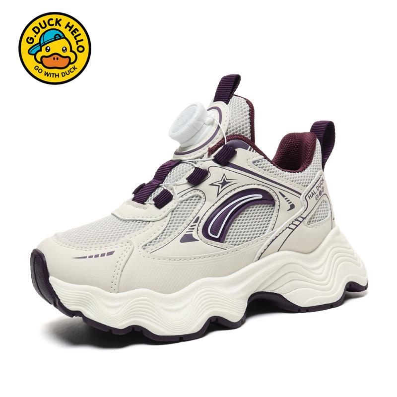 Little yellow duck boys' shoes 2025 new spring and autumn children's sports shoes rotating buckle girls' shoes platform children's dad shoes