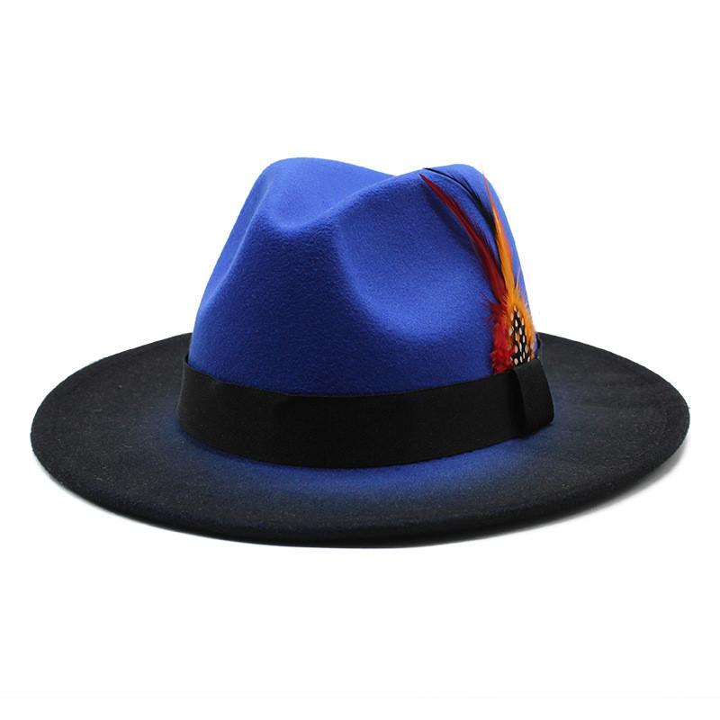 Fedora Hat For Men Women With Gradient Color Wool Felt Sun Protection Outdoor Fashion Accessory