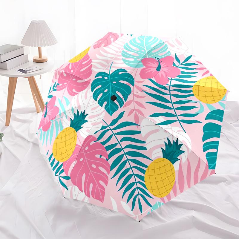 1pc Tropical Paradise Pattern Umbrella with Plastic Handle,Compact & Stylish,Cartoon Pattern,Outdoor UmbrellaPT544