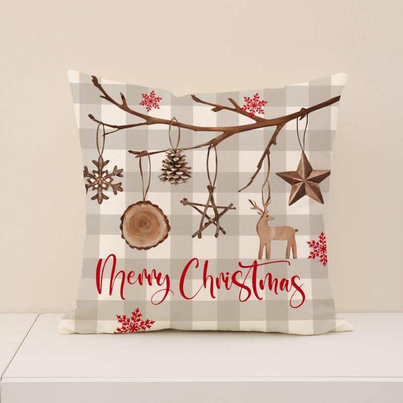 Neues Weihnachtskissen Feiertagsdekoration Einfaches Sitzkissen Leinen Bequem Buchstabenaufdruck Sofakissen