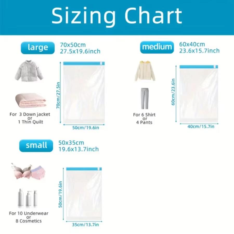 Multiple Sizes Vacuum Storage Bags Hand Roll Durable Space Saver Bags For Clothes Clothing Travel Accessories Suitcase Organizer