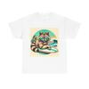 Unisex Adult T Shirt Sassy Raccoon Surfboard Retro Art