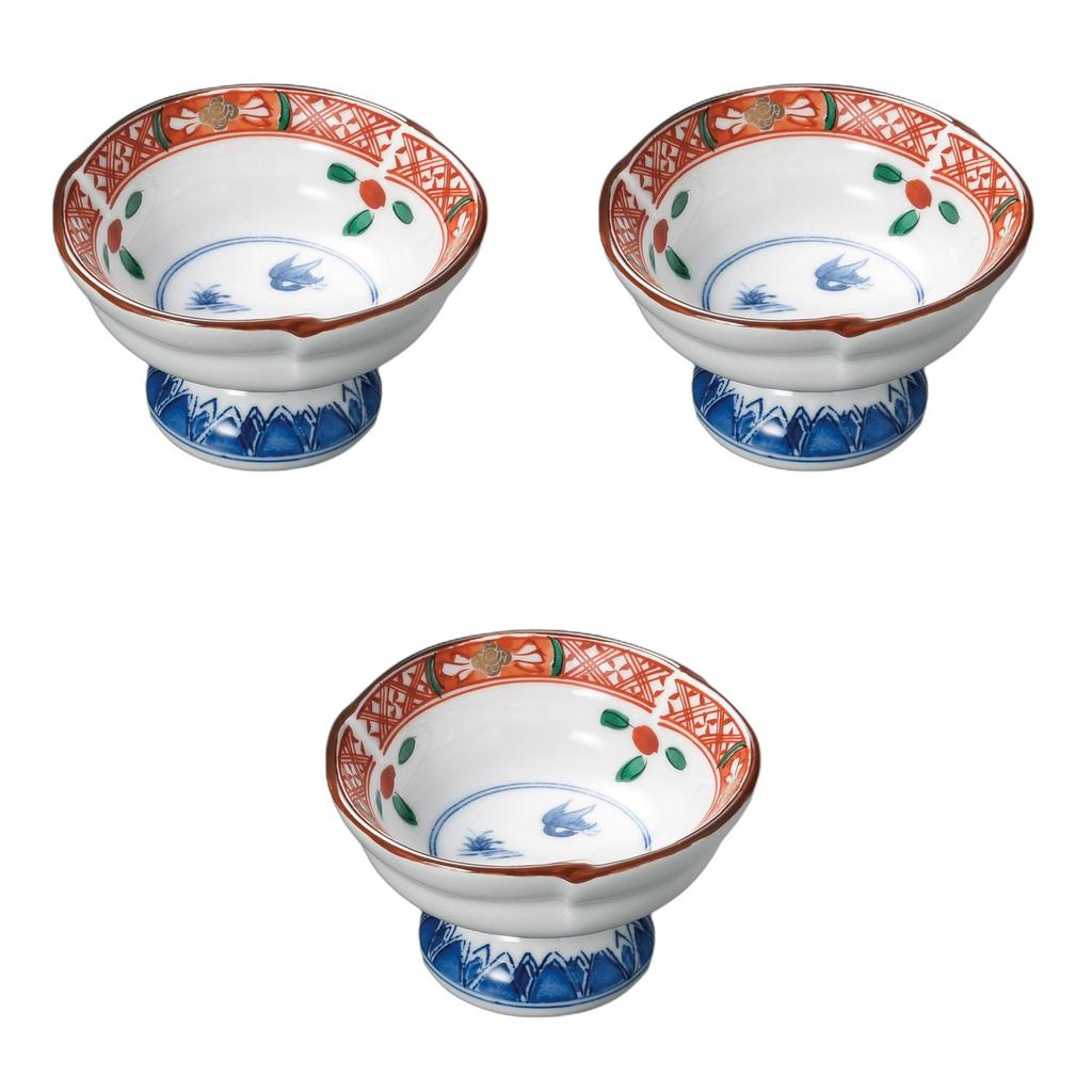 Setomonohonpo (Setomonohonpo) Set of 3 Wanli High-Based Chiyoguchi Bowls [8.7 x 5cm] | Small Ceramic Bowls, Reinforced