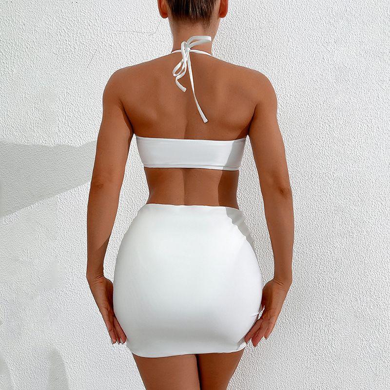 European Flower Print Bikini Three-piece Swimsuit, New Women's Swimwear, Beach Bikini For Vacation.