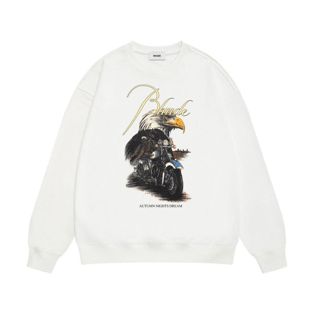 RHUDE Herren Lockerer Baumwoll-Hoodie mit Buchstabenprint - Europäischer & Amerikanischer Trend