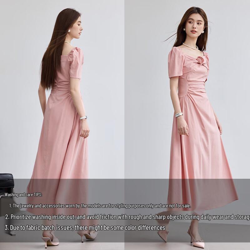 VICTORIA&VERA French Style Short Sleeve Midi Dress