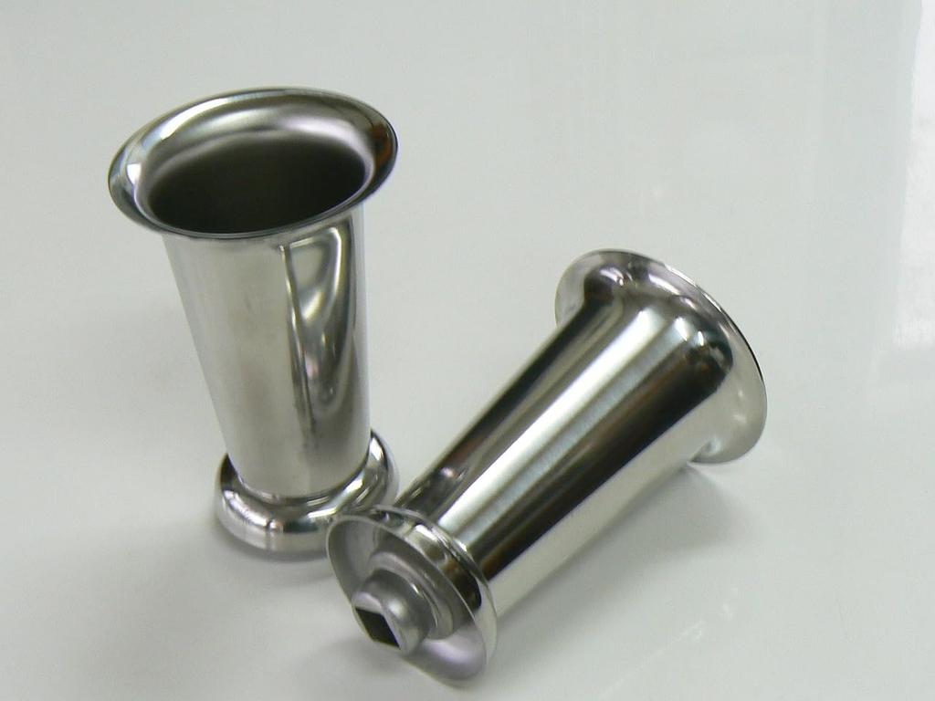Pair of small stainless steel screw-in flower vases for graveyards (2 pieces)