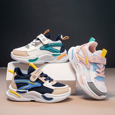 Zapatillas de deporte de malla transpirables para niños, zapatos para correr informales, ligeros y antideslizantes, de estilo coreano, de moda y tendencia para primavera y otoño