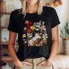 Flowers Cat Print T-Shirt
