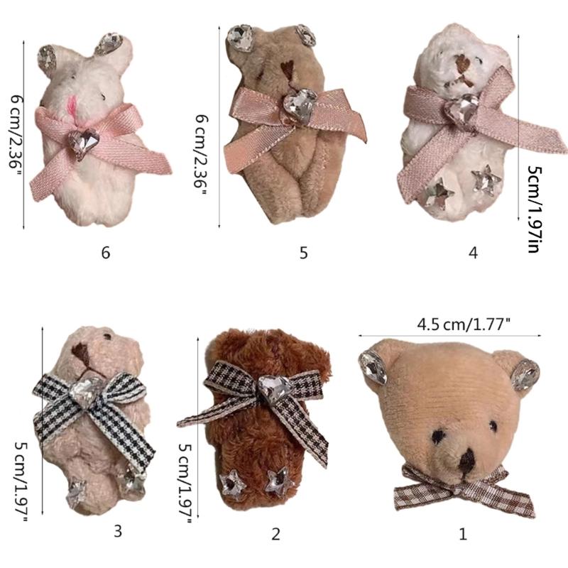Stylish Bow Bear/Rabbit Brooch Pin Soft Plush Lapel Pin Clothes Badge Backpacks Pendant Women's Fashion Accessories