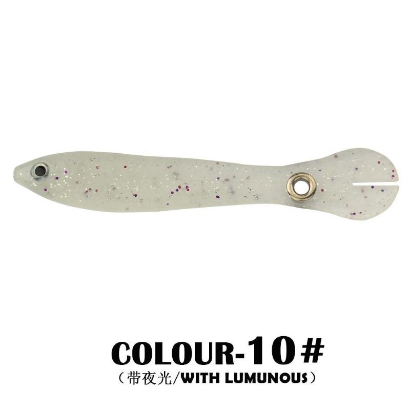 5 Stück/Beutel, 5 cm, 1,3 g, Lumineszenz-Weichköder, realistischer T-Schwanz-Fisch-Imitationsköder für Angelausrüstung, Nachtangeln, Meer, Fluss