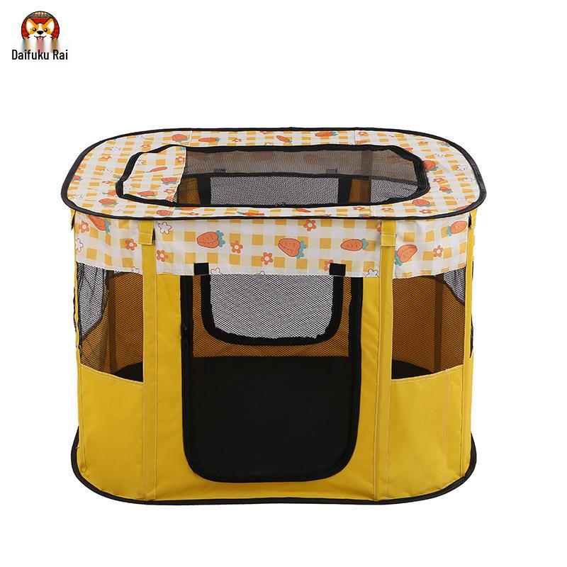 Rectangular Folding Pet Cage with Bed for Dogs & Cats