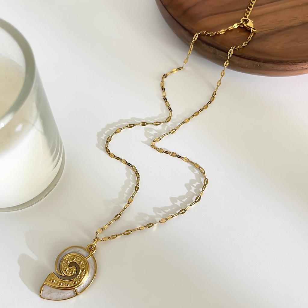 MHS.SUN Seestern Muschel Muschel Anhänger Halsketten Für Frauen Männer Edelstahl Trendige Kette Choker Strandparty Schmuck Sommer