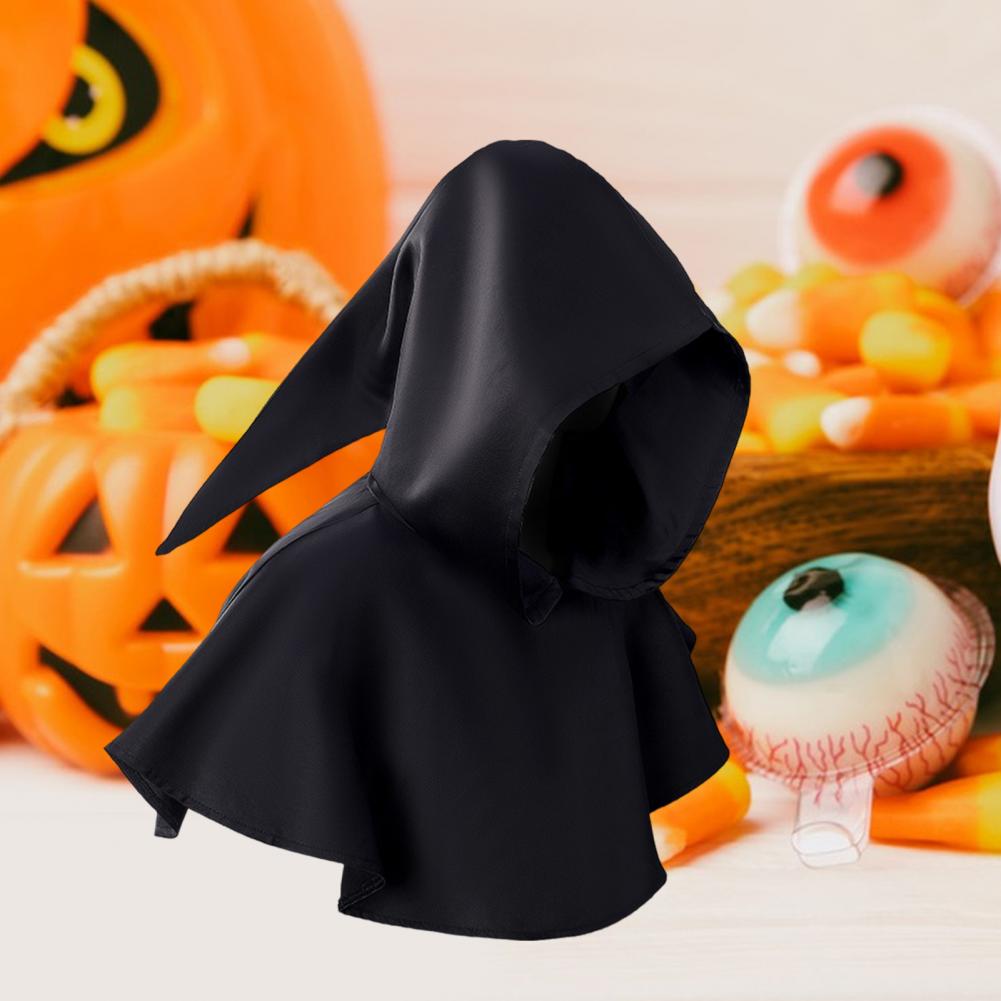 Halloween Cape Hood Medieval Death Hat Solid Color Retro Dark Style Cosplay Costume Stage Show Performance Shawl Cap