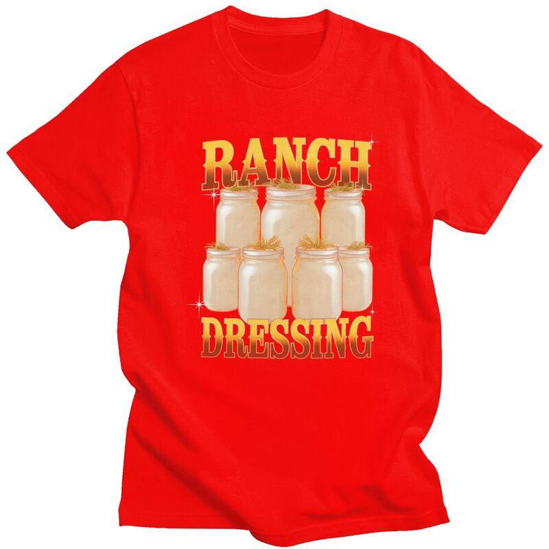 

Mens Ranch Dressing Meme T Shirts Pure Cotton Short Sleeve Funny Food Humor Tee Shirt Casual Loose Fit Streetwear Clothing S