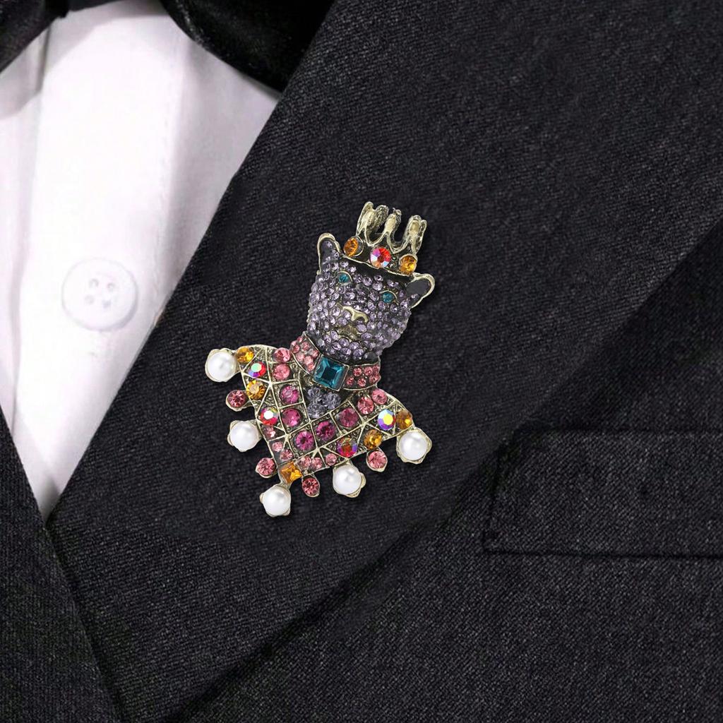 Rhinestone Leopard Pin for Women Unisex Tiger Badge Wolf Brooch Office Party Friend Gifts Jewelry Accessories stranger things