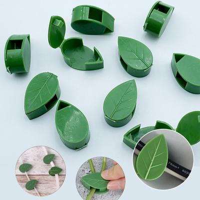 20/60/90 Pcs Plant Vine Fixing Clip Climbing Plant Wall Mount Fixture Clips with Adhesive Stickers Leaf Shaped Plant Fixer Clips