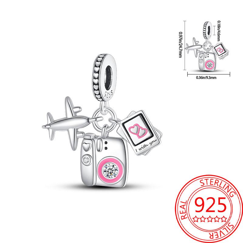 Miedziany Wieża Eiffla Samolot Podróżny Zawieszka Koraliki Pasują do Bransoletki Charm Oryginalnej Dla Kobiet Tworzenie Biżuterii