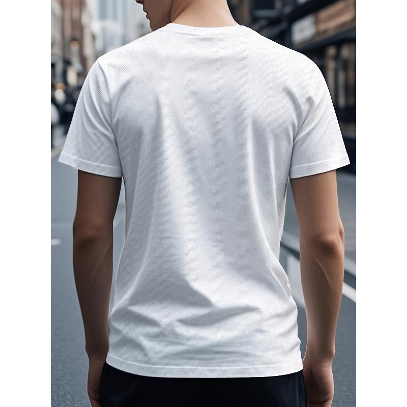 Men's Summer Printed Graphic T-shirts, Casual Summer T-shirts with Logos, Comfortable Elastic Fabric, Round Neck, Short Sleeves, Casual Wear