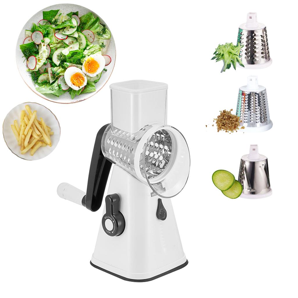 Manual Rotary Cheese Grater Round Tumbling Box Shredder Drum Multifunctional Fruit & Vegetable Cutter with Handle