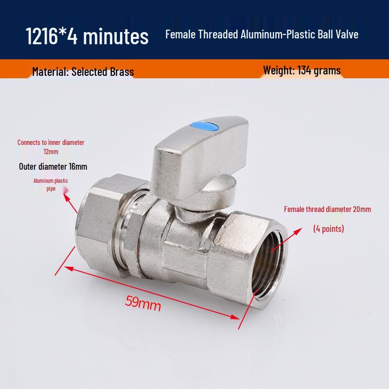 Solar Compression Ball Valve Switch with Aluminum-Plastic Pipe Fitting for Radiators 1/2" & 3/4" 2025 Model