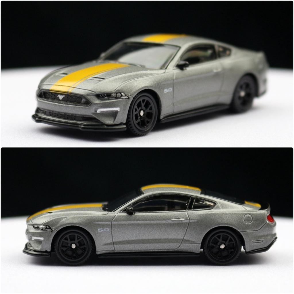 1/64 Ford Mustang GT Miniaturní model CCA MSZ 3" Zinková slitina Hračka Auto Vozidlo Volná kola Kovový odlitek Kolekce Dárek pro děti
