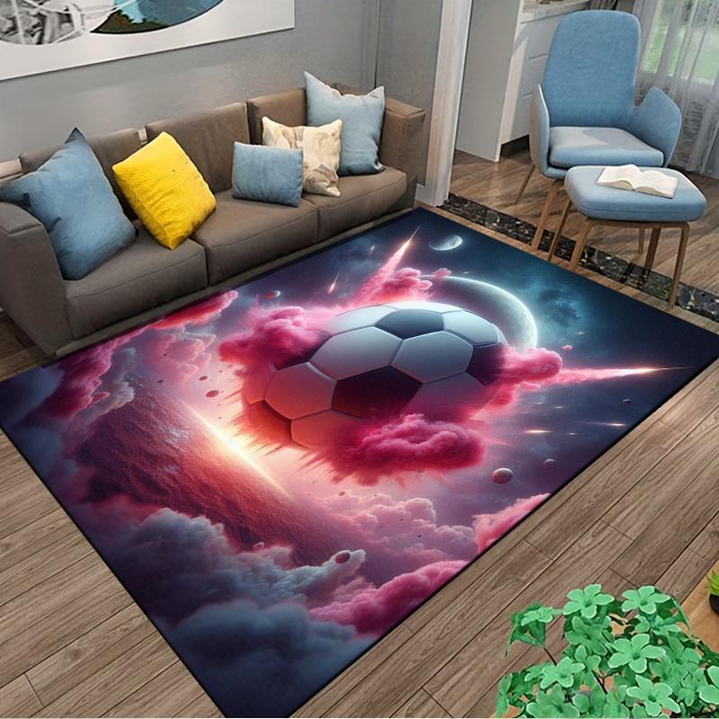 "Galaxy Football Carpet with Pink Clouds and Cosmic Design Scene" Suitable for Use As an Anti-slip for Living Room Bedroom Sofas