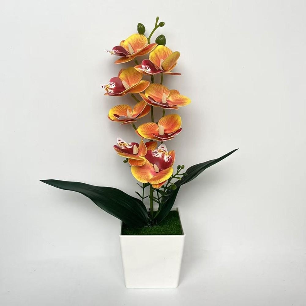 Mehrblütige Künstliche Orchidee Topfpflanzen Phalaenopsis Bonsai Wohnzimmer Ornamente