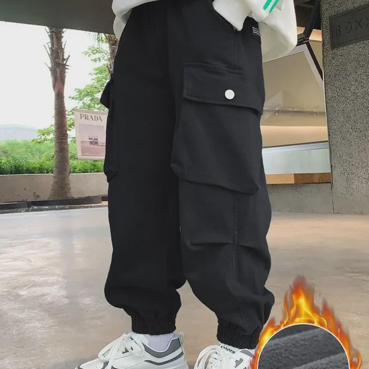 Pantalones Casuales de Algodón Puro para Niño - Colección Nueva de Otoño e Invierno 2023 con Terciopelo - Para Niños y Adolescentes