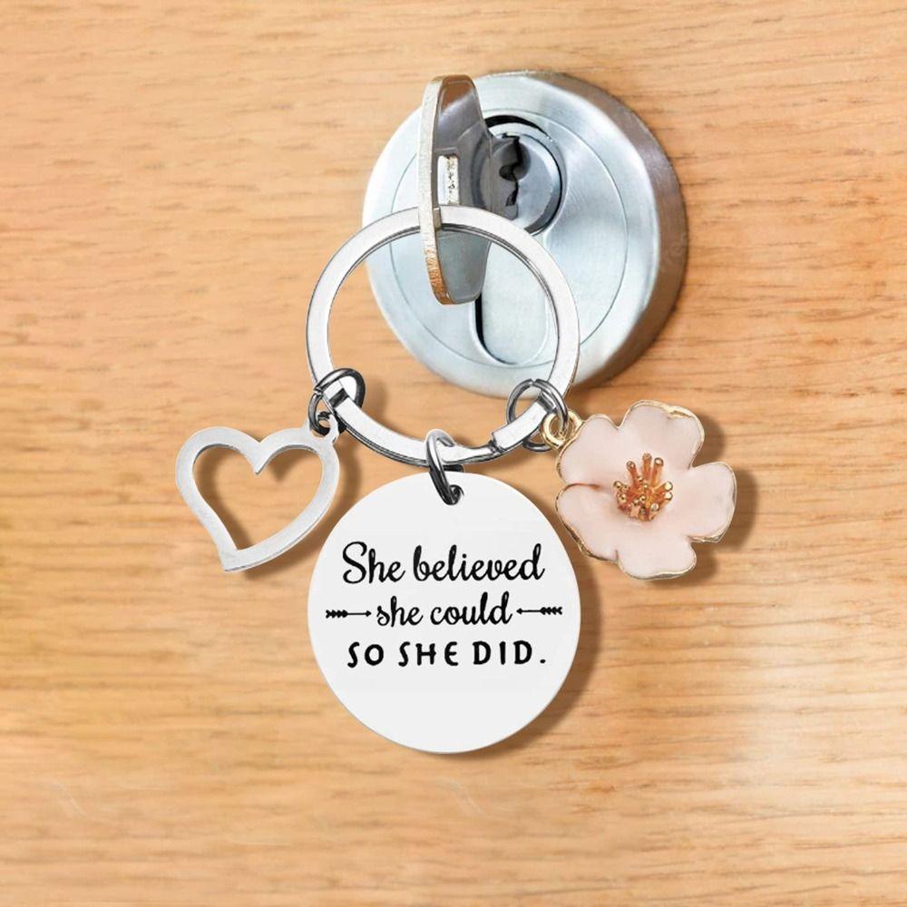 Round Halloween Keychains Flowers Keyring Creative Bag Pendant Key Accessories
