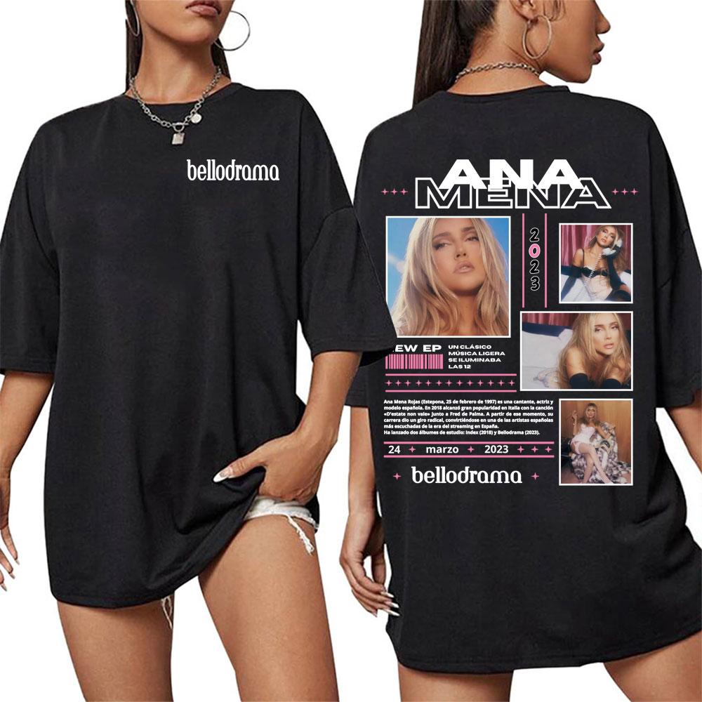  Summer Singer Ana Mena BELLODRAMA Album 100% Pure Cotton Printed T-shirt Tour Men Women Hip Hop Harajuku Y2K