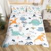 Dinosaur Duvet Cover Set Queen Twin Size,3Pcs Cartoon Dino Print Bedding Set for Kids Boys Room,Soft Microfiber Comforter Cover