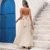 Sexy High Waist V Neck Tie Backless Ruched A Line Midi Dress for Party