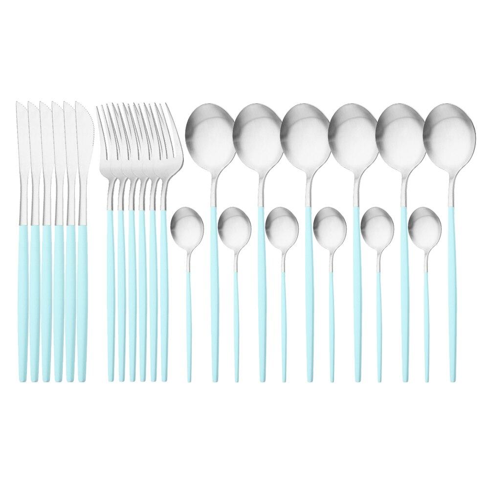 24Pcs Matte Black Gold Stainless Steel Dinnerware Cutlery Set Tableware Knife Fork Spoon Flatware Wedding Daily Dinner Set