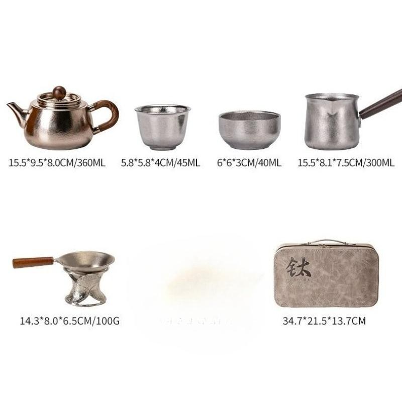 Pure Titanium Tea Set Household New High-end Brewing Teapot Kung Fu Cup Plate Gift Box Holiday Gift