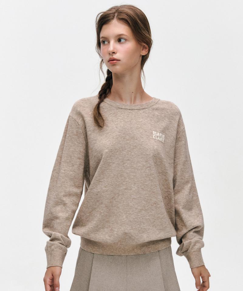 MARIE CLAIRE Wool Blend Basic Logo Round Knit (Mafckn16Nbe)