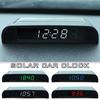 Solar Powered Car Digital Clock, LED LCD Display with Time Date Thermometer, Auto Dashboard Decor