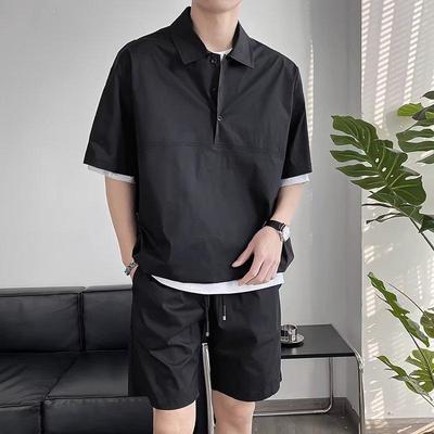 2023 Hong Kong Style Korean Boys' Sports Suit: Loose T-Shirt & Simple Five-Point Shorts