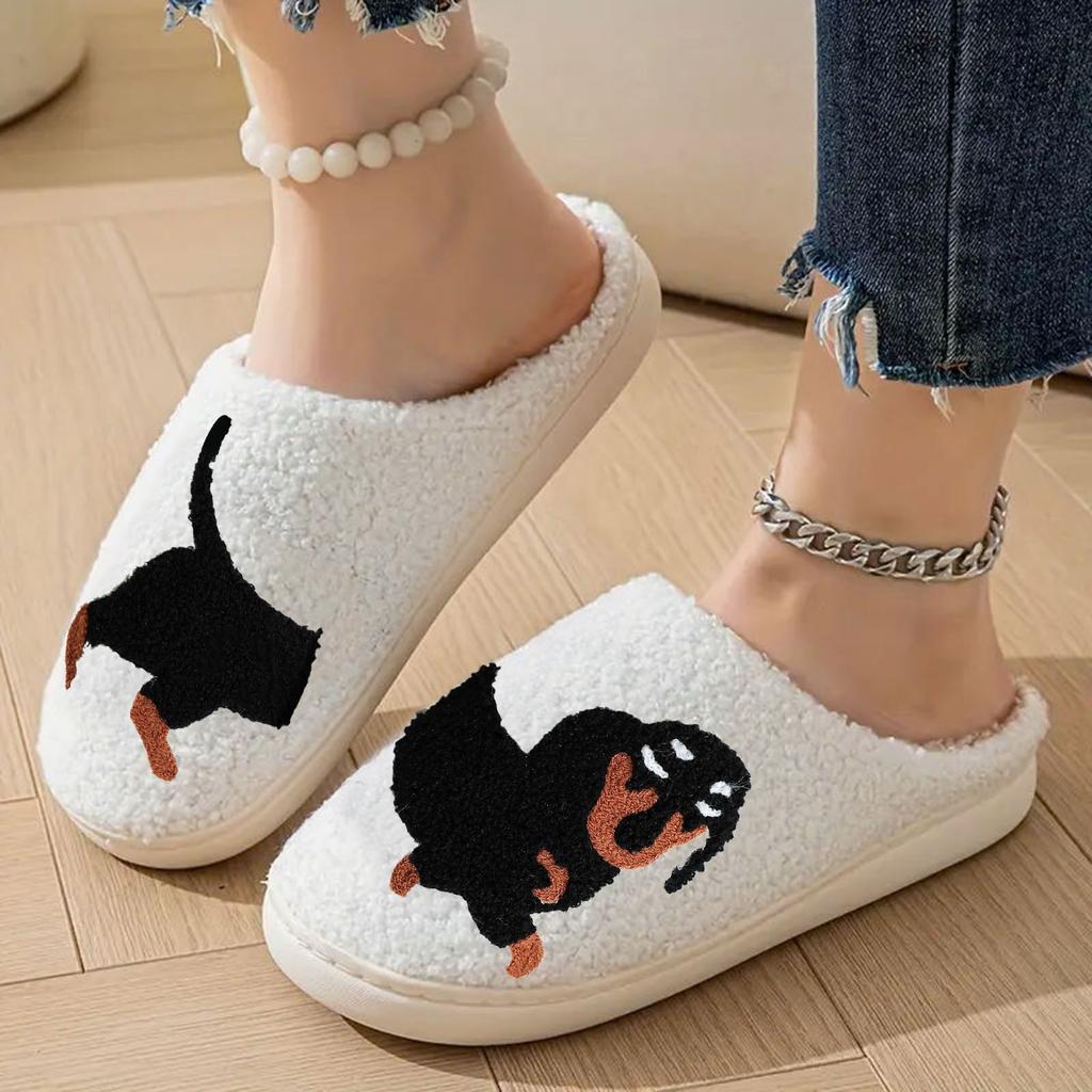 Sausage Dog Pattern Soft Shoes Cotton Indoor Slipper Plush High Quality Men Women Bottom Indoor Home Shoes Zapatos Para Mujeres