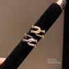 Vintage Copper Cross Ushaped Open Ring With Zirconia For Womens Fashion Jewelry