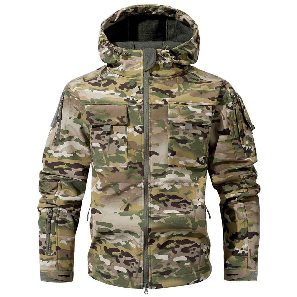 Men'S Loose Jacket Fashionable Multi Pocket Hooded Jacket