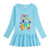 Korean Style Baby Girl Cartoon Ruffled Long Sleeve Mesh Dress - Spring/Autumn Elegant Princess Skirt