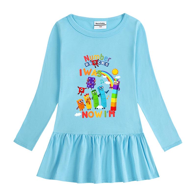 Korean Style Baby Girl Cartoon Ruffled Long Sleeve Mesh Dress - Spring/Autumn Elegant Princess Skirt
