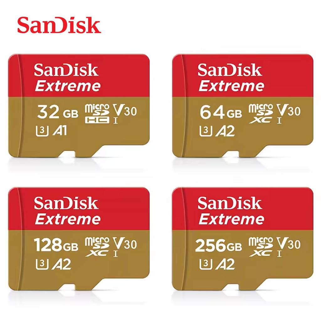 SanDisk Karta Pamięci Extreme microSDXC 256GB 128GB 512GB 64GB 32GB Prędkość Odczytu 100MB/s Karta TF U3 UHS-I 4K UHD Karta Micro SD Do Telefonu aparatu GoPro