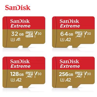 SanDisk Tarjeta de Memoria Extreme microSDXC Card 256GB 128GB 512GB 64GB 32GB Velocidad de Lectura 100MB/s Tarjeta TF U3 UHS-I 4K UHD Tarjeta Micro SD Para Teléfono cámara GoPro
